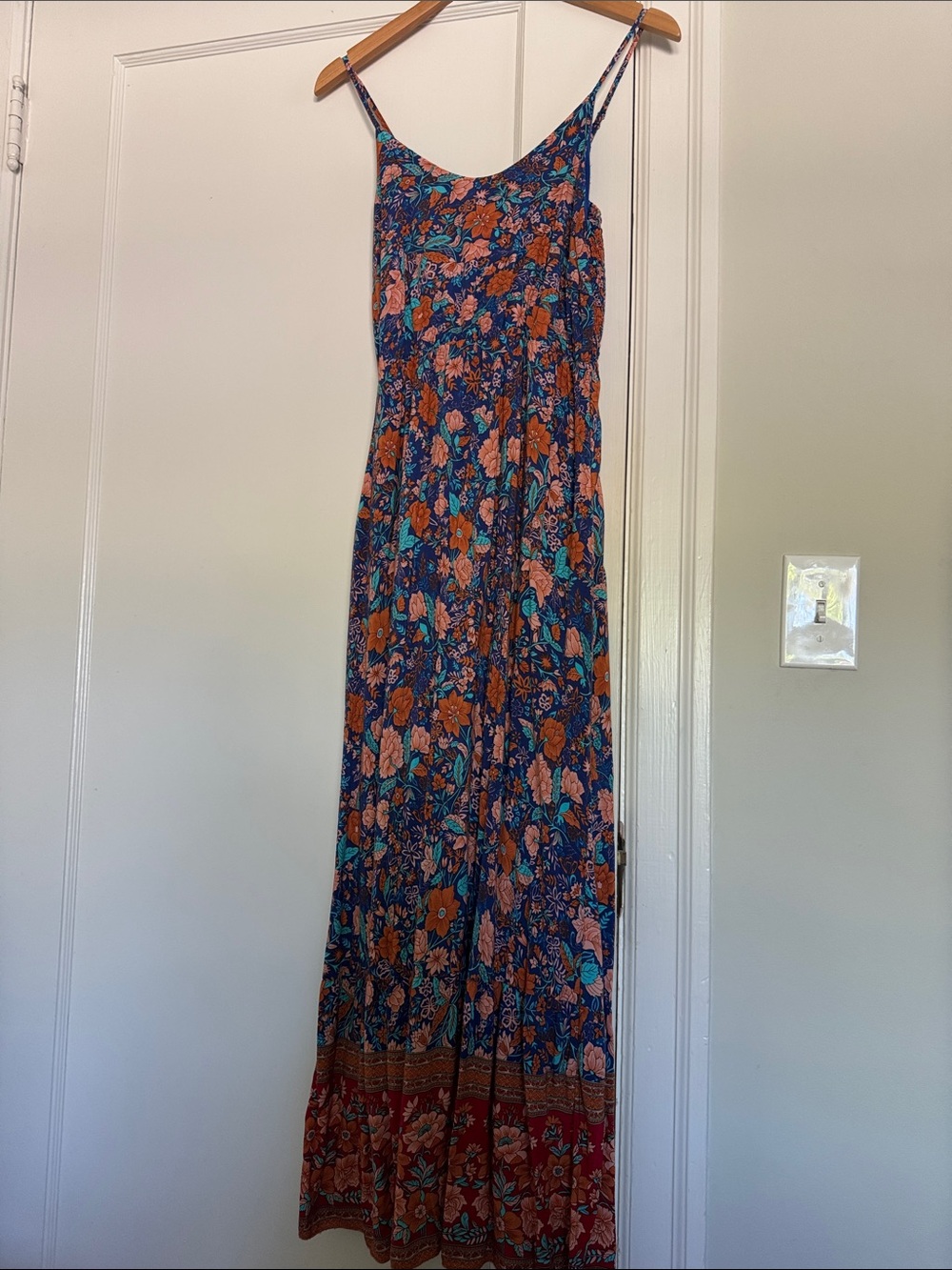 Blue Floral Bohemian Maxi Dress Size M